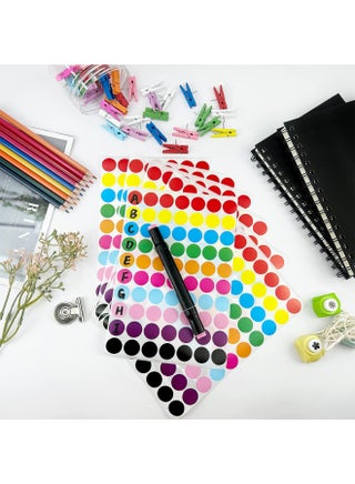 1260Pcs Coloured Dot Stickers Round Sticker Coded Label Sticker, Self-Adhesive Coding Circle Dot Stickers, 0.75 inches Round Colored Label Stickers for School Item Classification - view 3